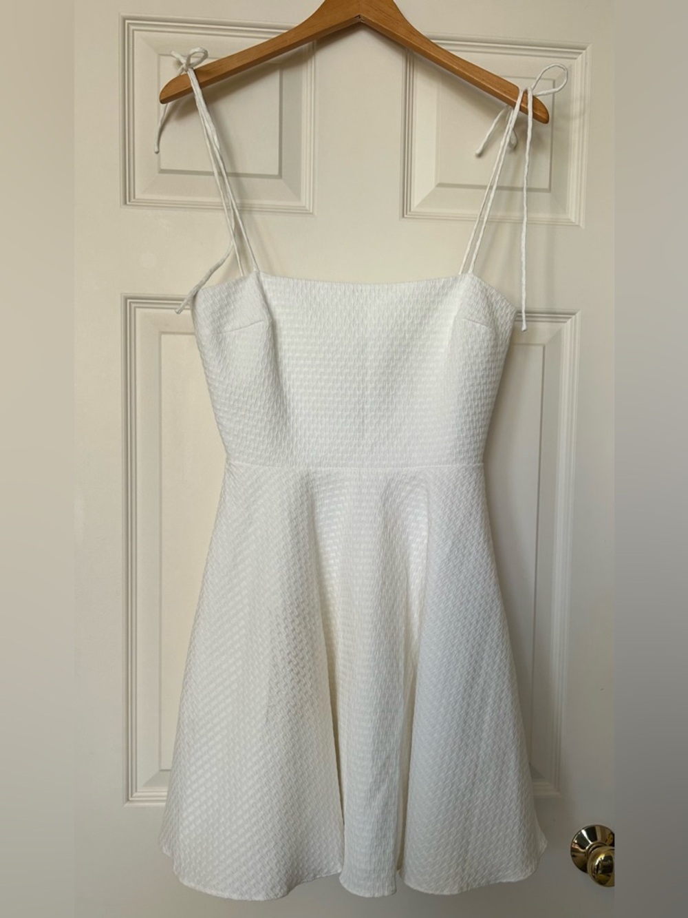 Amanda Uprichard Starlett White Textured Mini Fit & Flare Dress NWT